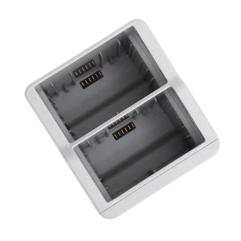 Top view of Two Way Drone Battery Charging Hub with Smart Display showing dual battery slots and compact design.