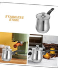 Stainless Steel Turkish Style Coffee Pot Milk Warmer Pitcher With Lid Small Pot Versatile Espresso Frothing Easy To Clean