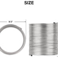 Front and side views of 3/8 in x 50 ft stainless steel tubing coil, 304 SS, immersion ice bath/beer brewing coil.