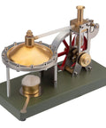 Retro Steam Engine Kit For DIY Assembly, Metal Steam Engine Model with spherical boiler and large flywheel side view