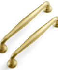 Brushed Gold Cabinet Pulls 5 Inch Hole Center 6 Pack Zinc Alloy Handles For Kitchen Cabinets modern satin finish detail