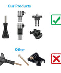 3-Way Adjustable Extension Pivot Arm Kit For Action Cameras - Multi-Angle Mount With Straight Joints For Vertical And Horizontal Alignment Durable Polycarbonate Build Includes 8 Long Thumb Screws, black parts shown