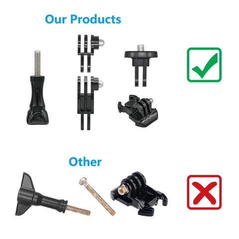 3-Way Adjustable Extension Pivot Arm Kit For Action Cameras - Multi-Angle Mount With Straight Joints For Vertical And Horizontal Alignment Durable Polycarbonate Build Includes 8 Long Thumb Screws, black parts shown