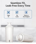 Replacement Water Filter For 10-Cup Pitchers That Fits Brita Classic Grand Capri Wave Lake Mavea 107007 And Amazon Basics 10-Cup Pitcher NSF Certified For Chlorine Reduction Lead Free Six Pack shown with tight fit indication