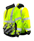Hi Vis Safety Hoodie For Men Road Crew Ready, Heavy Duty Polyester With Soft Fleece Interior, Class 3 Type R in yellow large size