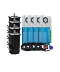 Four Set Nema 34 Closed Loop Stepper Motors With Brake, 6A Peak, 4.5Nm, 8.5Nm And 12Nm Torque, Packed With HBS860H And HBS86H Drivers, 400W 60V Power Supply, Boss Grade CNC, 3D Printers, Carving Machines, And Automation. four black NEMA 34 stepper motors with HBS860H drivers and 60V power supply