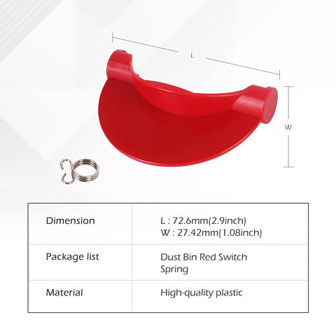 Upgraded Dust Bin Trigger Lever Replacement For V10 V11 V15 SV12 SV14 Gen5 Vacuum Cleaners, red plastic with spring, dimensions displayed