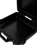 Hella Practical PP Plastic Toolbox With Secure Lock, Savage Electric Drill Carry Case And Nifty Small Parts Organizer For Wet Weather Jobs And Daily Grind, open black toolbox interior.