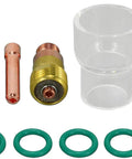 Stubby Gas Lens Collet Body Kit For TIG Welding Torch With Glass Cup Nozzle Set 3 32nd Inch 2.4 Millimeter Collet 10N24S Pyrex Glass Cup