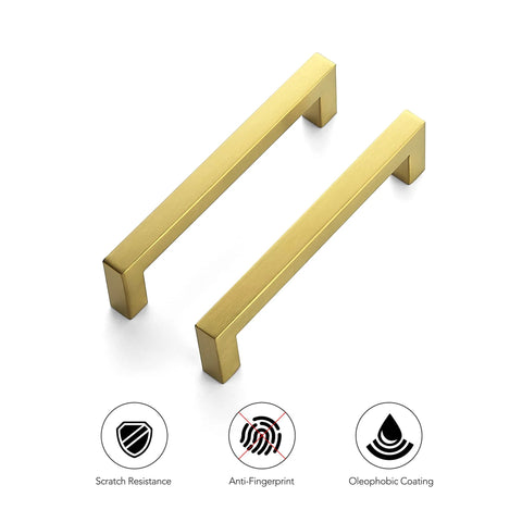 30 Pack 5 Inch Stainless Steel Cabinet Handles Square Cabinet Pulls Brushed Brass Hardware For Kitchen Cabinets with durability icons