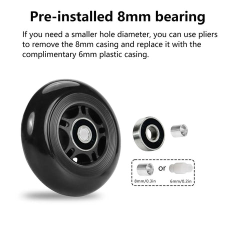 Inline Skate Wheels 64mm 70mm 72mm 76mm 80mm Set With ABEC 9 Bearings For Indoor And Outdoor Use 8 Pack 85A Durometer 24mm Thick Durable Replacement Wheels For Roller Hockey And Skates
