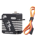 Rock Solid Brushless RC Servo With Dope Metal Gears And Badass Digital Steering For Smooth Handling And Massive Torque On One Fifth Scale RC Whips And Custom Robots At Full Rotation, showcasing black metal build with 15kg torque.