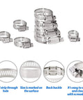 65-piece Glarks 304 stainless steel worm gear hose clamp set, 8–44 mm, for plumbing and automotive use