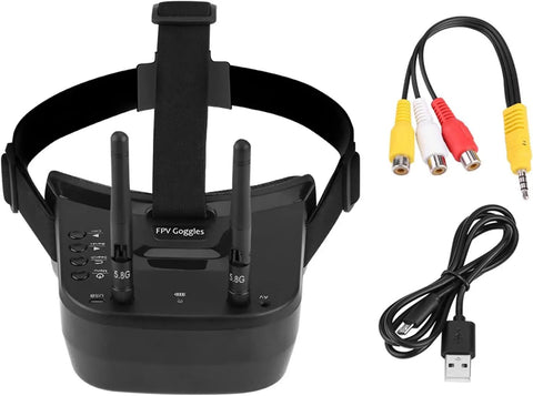 5.8G FPV Goggles with dual antennas and 3 inch screen with cables, RaceBand 40 channel auto search for drones and RC hobbies