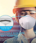 Worker wearing NIOSH Approved N95 Particulate Respirator Face Mask 30 Pack White With Adjustable Nose Clip Latex Free in construction setting