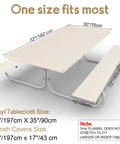 Three Piece Fitted Tablecloth And Bench Cover Set For 6 Foot Tables 30 By 72 Inch Vinyl With Elastic Edges Waterproof Beige