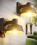 Two Pack Dusk To Dawn Outdoor Porch Light With Built In GFCI Outlet Waterproof Anti Rust Lantern Wall Sconce for Front Door and Garage