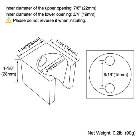 Technical diagram of Heavy Duty Shower Head Holder Wall Mount In Chrome Brass Wand Bracket for installation dimensions.