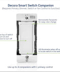 Decora Smart Switch Companion For Multi-Location Lighting Control With Locator LED Not For Stand-Alone Use 120/277VAC 60Hz DD0SR-DLZ