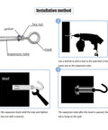 Installation guide for Beefy Heavy Duty 304 Stainless Steel Expansion Eyebolt Set for concrete walls with annotations.