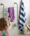 Stay Toasty With This Wall Mounted Towel Warmer Rack That Dries Towels And Garments, 25.5 Inch Nickel Finish Frame With Five Bars