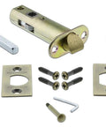 Privacy Door Hardware Set With Cottage Plate And White Porcelain Knob Antique Brass Finish components for installation