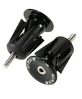 Bar End Plugs 2 Pack End Caps For Mountain Road BMX Bikes Aluminum Rubber Sponge Dope Durable Easy Install Fits 24mm Outer Diameter Bars With 17mm And Up Inner Diameter Black, showing two black end caps with metal screws
