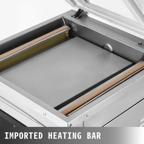 Straight Up One Thousand Watt Vacuum Sealer For Kitchen Storage And Light Commercial Use, showing imported heating bar inside.