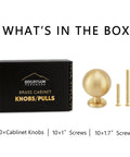 10 Pack Solid Brass Cabinet Knobs Round Ball Gold Pulls For Dresser And Cabinets 1.1 Inch Diameter Brushed Brass Finish with screws