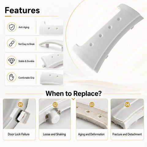 High Grade Replacement Washer Door Handle Fits Duet Whirlpool Models AH391617 AP3128741 8181846, white durable polymer with comfortable grip.