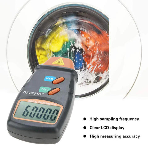 Non Contact Photo Tachometer Handheld Digital LCD RPM Tester With Speed Gun MPH For Small Engines Gearhead Friendly, Wide Range From 2.5 RPM To 99999 RPM, High Resolution 0.1 RPM Or 1 RPM, Accurate Non Contact Tach Meter