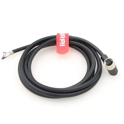 M12 Sensor Cable 4-Pin A-Coded Female Connector, right angle to open end, shielded overmolded PVC-C black rugged industrial cable