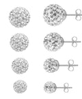 Silver Disco Ball Earrings For Women, Cubic Zirconia Crystal Studs, Sparkling Diamond Look For Everyday Wear And Date Night, Stainless Steel Hypoallergenic Tarnish Free, Perfect Gift For Her, Pure Bling Vibe, front and side views, 6 mm