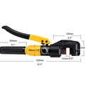 Heavy Duty 6 Ton Hydraulic Steel Bar Cutter For Cutting Rebar Up To 12 Mm, showing dimensions and design for cutting.