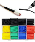 Top Quality Heat Shrink Tubing Kit With Assorted Sizes And Vibrant Colors For Superior Electrical Insulation Wire Repairs And Mechanical Protection Perfect For Electricians And DIYers Looking To Get Job Done Right Fast. assorted heat shrink tubing kit in storage box for wire insulation and repair