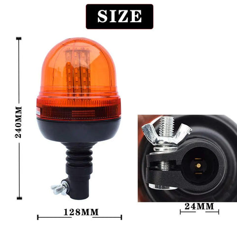 Premium Amber Led Rotating Beacon And Strobe Light With 60 Led Offering 360 Visibility For Tractors And Rigs Featuring Flexible Base And Hella Bright Flash Sequences For All Day Job Site Use
