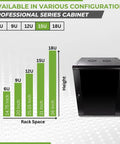 Heavy Duty 15U Wall Mount Server Rack Cabinet With Locking Glass Door 17.7 Deep 19 Inch IT Equipment Dual Cooling Fans