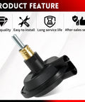 Front view of HRepair 4WD vacuum actuator, black plastic body with brass collar and metal shaft