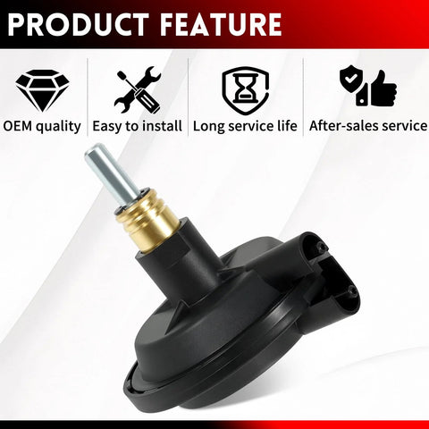 Front view of HRepair 4WD vacuum actuator, black plastic body with brass collar and metal shaft