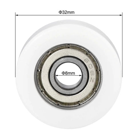 Front view of 608ZZ Ball Bearing Guide Pulley Roller Wheel 8x32x12mm Double Shielded Chrome Steel for micro motors and industrial use