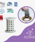 Two inch stand up shower drain protector hair catcher gray clog guardian removing hair from drain.