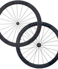 Carbon Road Bicycle Wheelset Clincher 50mm Deep Rim Basalt Brake Surface 3K Weave With Novatec ABG Hub