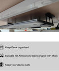 Sleek Under Desk Laptop Mount Bracket Featuring Heavy Iron Screwin Notebook Holder Set for compact organization under desk.