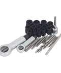 FTVOGUE 28Pc Cr Molybdenum Screw Extractor Kit With Hammer Drill Bits Removes Broken Bolts And Rusty Nuts Fast For Home Garage Auto Repair Pros, black extractors and drill bits
