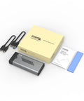 Sleek Aluminum M.2 NVMe SSD Enclosure With Smart Cooling Fan and Hassle Free Tool Free Build, cables and box included.