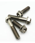 Grade Five Titanium Bolts Flange Head Screws For Mountain Bikes Hella Tough Cycling Hardware Frame Fasteners in mixed colors, 6mm and 8mm.