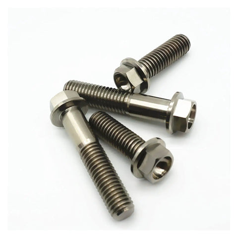 Grade Five Titanium Bolts Flange Head Screws For Mountain Bikes Hella Tough Cycling Hardware Frame Fasteners in mixed colors, 6mm and 8mm.