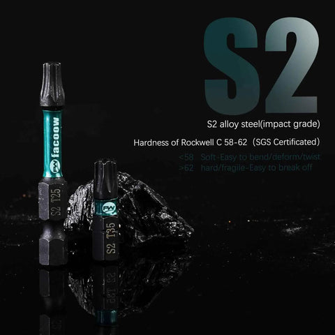 Impact Torx Bit Set 26 Piece Heavy Duty with S2 Steel Magnetic Bits shown against rugged background, emphasizing durability and strength.