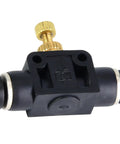T Shape Pneumatic Fitting Regulator Valve with Quick Connect for 4mm 6mm 8mm Tubes, copper plastic composite, side view