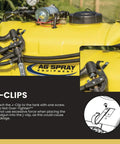25 Gallon Platinum Spot Sprayer With Prime Pump Delivers 60 Psi For Heavy Duty Ag Work Polyethylene Tank showing J-Clips attachment detail.